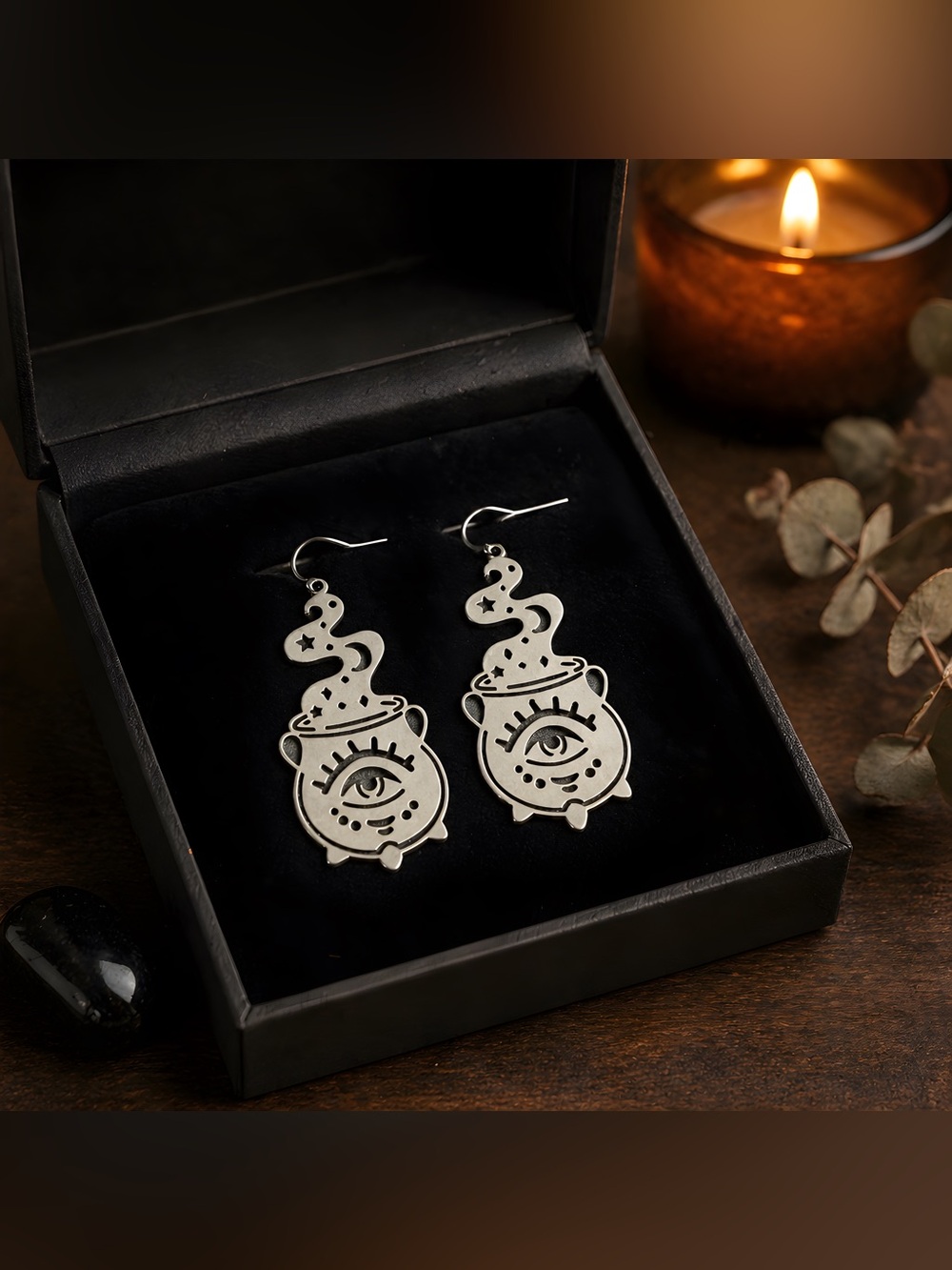 Mystic Cauldron Eye Drop Earrings - Hypoallergenic Hooks